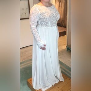 Ivory Champagne satin, organza, embroidered lace boho bridal gown dress 14